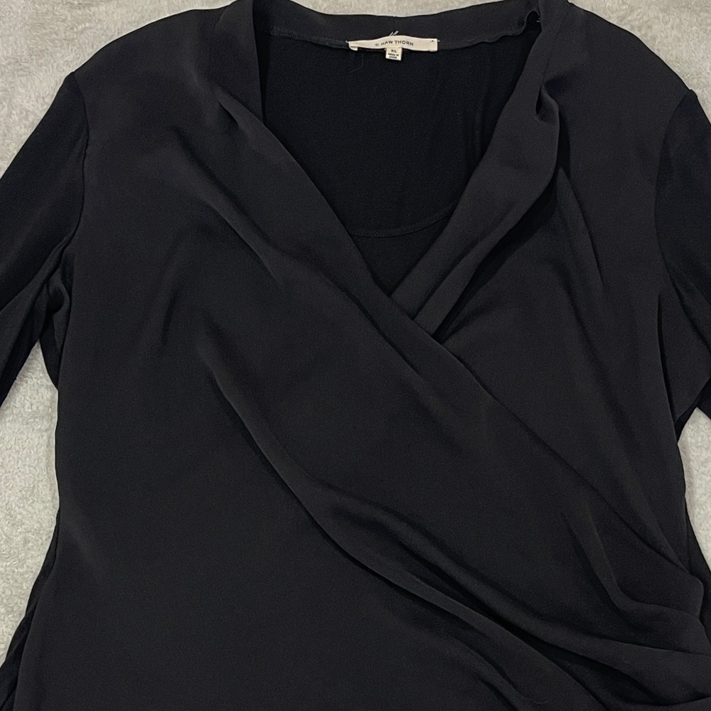 Black Draping Wrap Top with Built in Tank Size XL